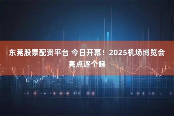 东莞股票配资平台 今日开幕！2025机场博览会亮点逐个睇